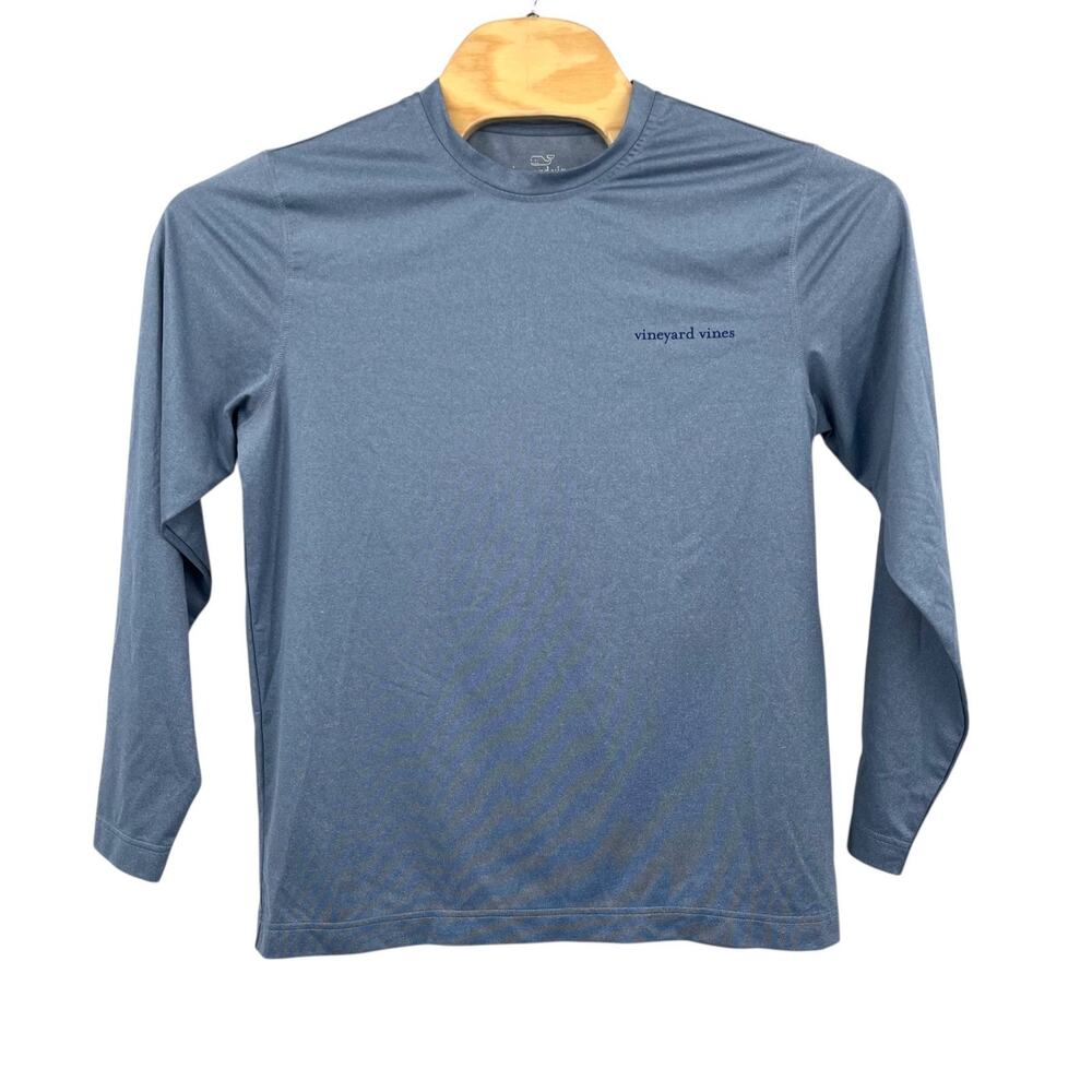 Vineyard Vines Performance Mens Medium Blue Classic Graphic Whale Long Sleeve
